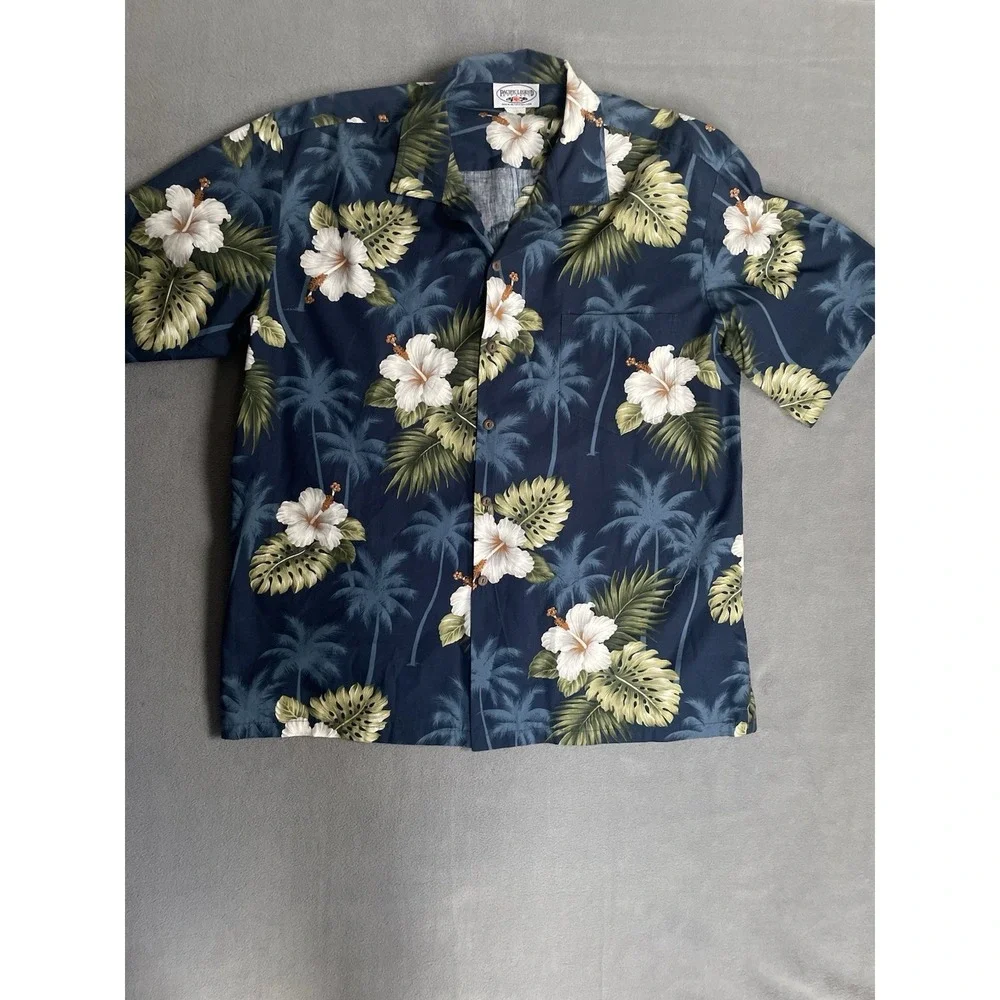 Vintage‎ Pacific Legend Mens Xl Button Up Made In Hawaii  Hibiscus Floral Palm